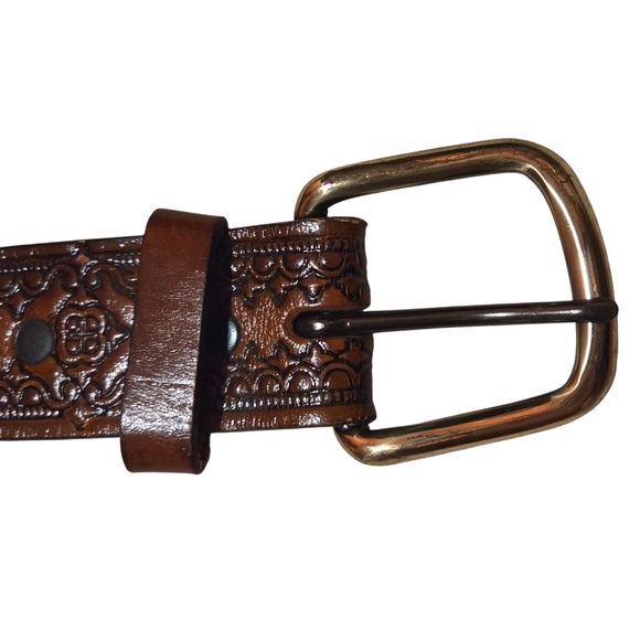 Vintage Stamped Leather Western Belt Made In The USA Size 46 - Picture 3 of 11